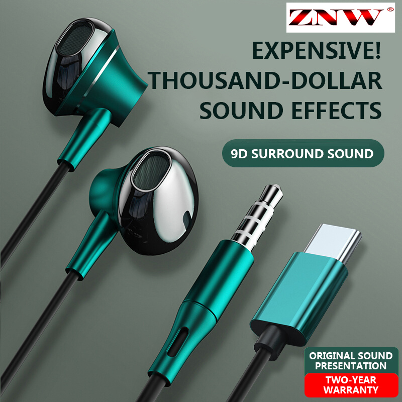 ZNW 12D Wired Headphones Gaming In-Ear Headphones Microphone Type-c Interface 3.5mm Interface High Quality Headphones HIFI Sound Quality Immersive ราคา 159 บาท*ส่งฟรี