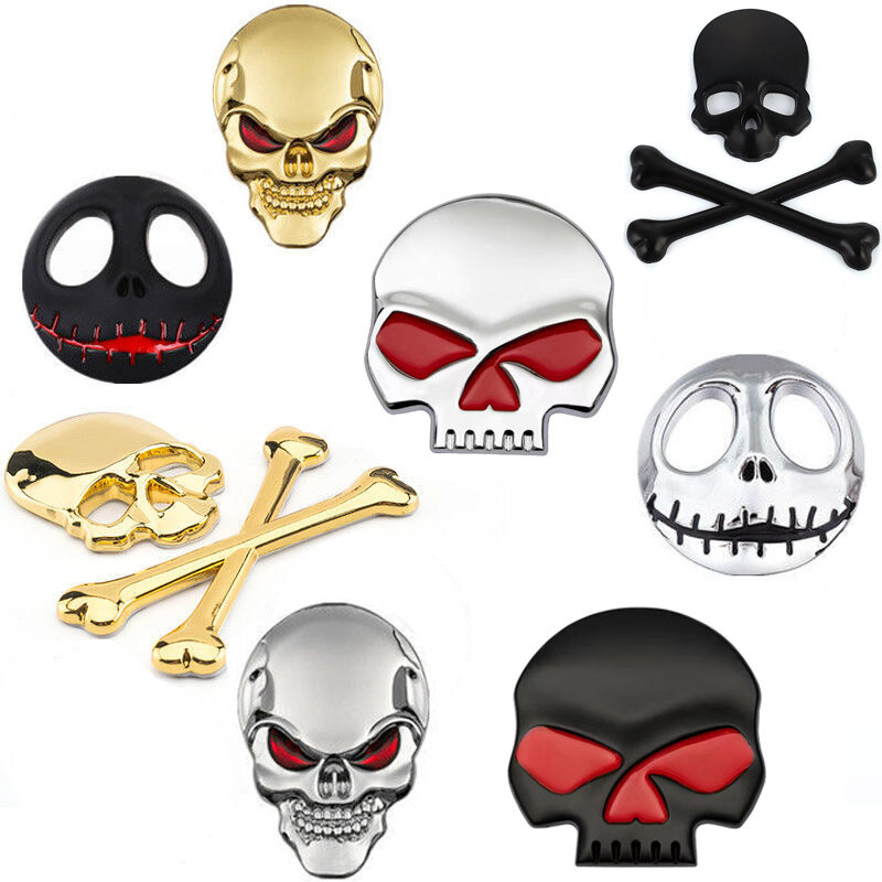 Xe Máy 3D kim loại Harley-Davidson sọ Logo Joker hình đầu lâu Halloween mui xe biểu tượng bình xăng xe máy Bìa đề can nhãn dán thân ô tô phụ kiện tạo dáng