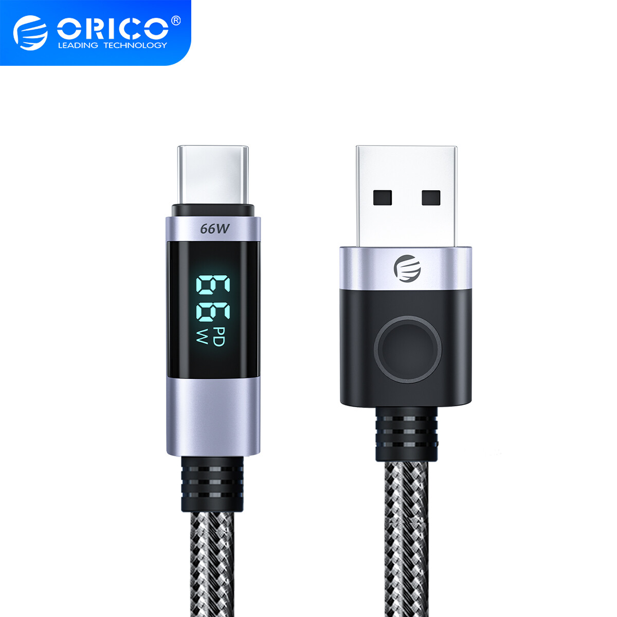 Cáp Sạc Nhanh Nhiều Cổng USB C Cáp Sạc ORICO Type C Có Màn Hình LED Cáp Sạc Máy Tính Xách Tay PD66W