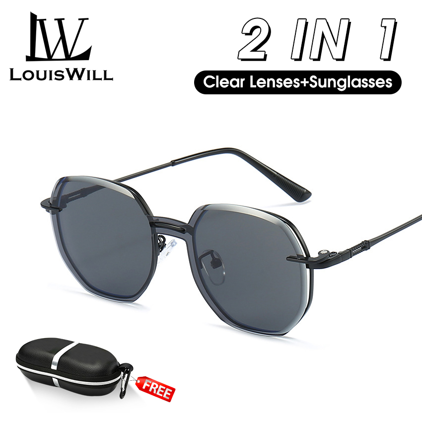 Louiswill kính râm nam châm 2 trong 1 kính râm kính mắt nữ kính râm nam châm kẹp gọng kính mắt kính thời trang kính phân cực chính hãng lái xe