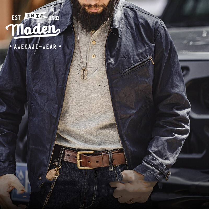 MADEN brand mens youth 2024 autumn new tough guy style American retro fourth generation canvas wax j