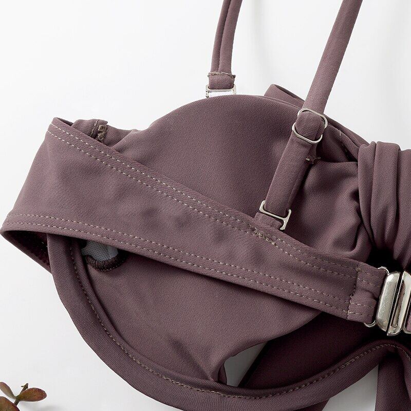 Happybuyner Girl Swimwera Summer Plain Women Multi-purpose Hanging Neck Swimsuit Tops with Removable Shoulder Strap_voghion.com