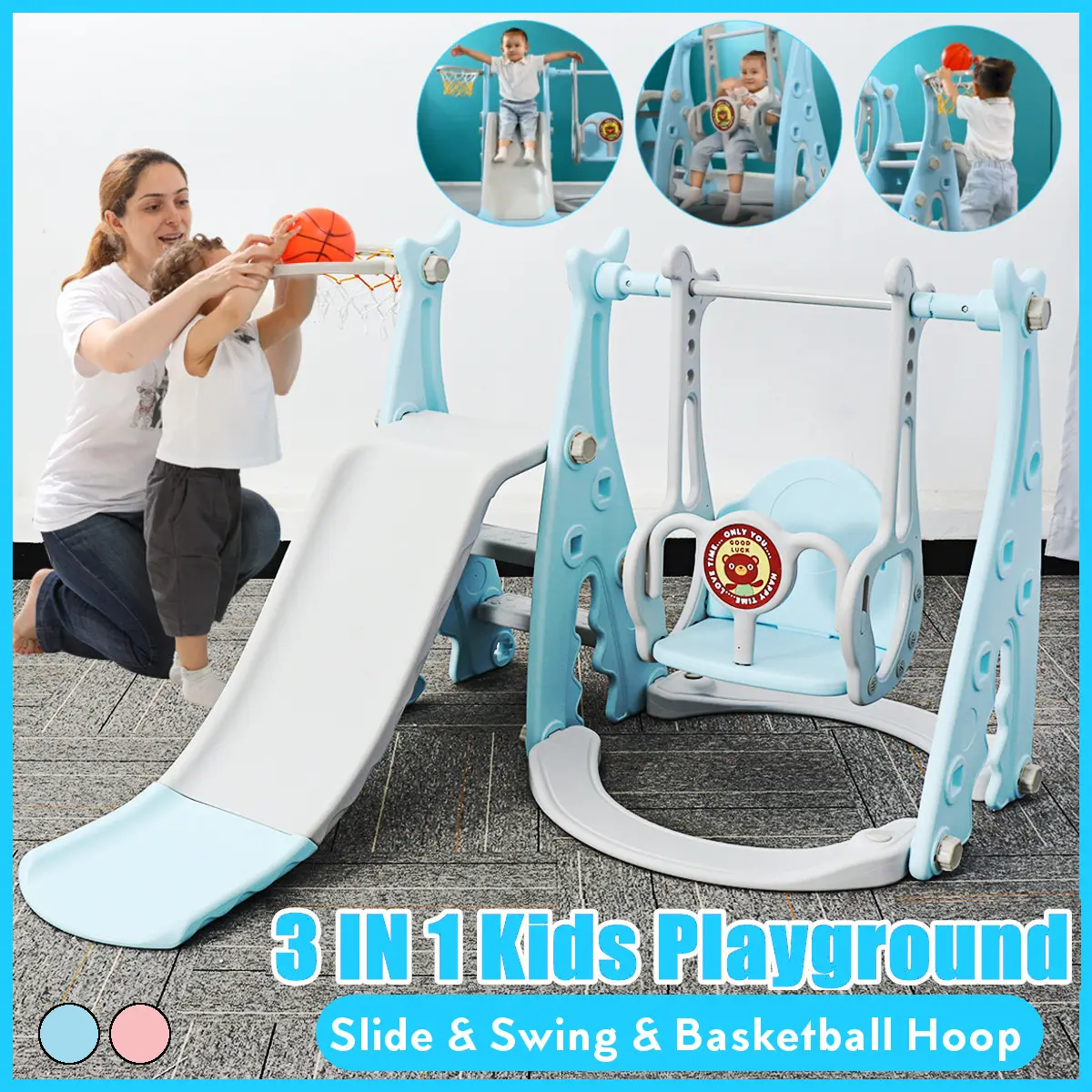 childrens outdoor swing and slide set