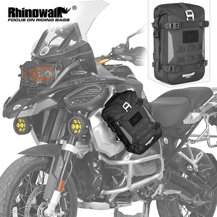 Rhinowalk Motorcycle Bumper Bag Waterproof 6L Motorcycle Fuel Tank Bag with Molle System and Internal Support Travel Luggage Storage Bag Portable Shoulder Bag Motorcycle Accessories