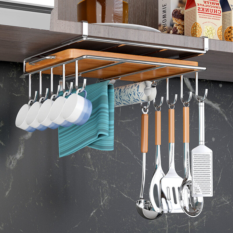 Gambar Stainless Steel Kitchen Cabinet Rack Kitchen Pot Cover Cutting Board Rack Cabinet Partition Hanger Desk Multifunctional Storage Rack