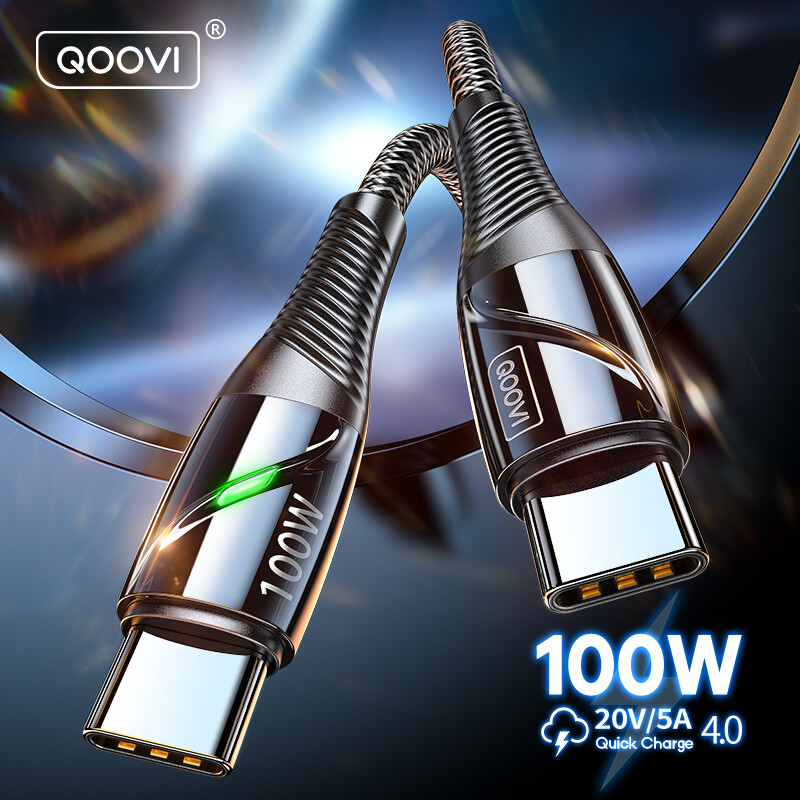 QOOVI Cáp USB C Sang USB Type C 100W Dây Sạc PD 5A Sạc Nhanh 4.0 Sạc Nhanh Cho Macbook iPad Xiaomi Samsung Vivo Oppo Dây USB Type-C