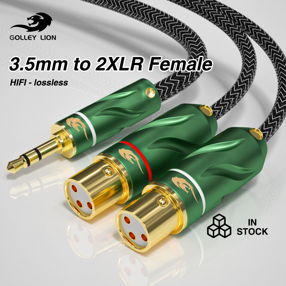 GOLLEY LION XLR Cable 3.5mm Stereo Jack male to Dual XLR Male OFC Aux Audio Cable For Speakers Mixer  ราคา 1,232 บาท*ส่งฟรี