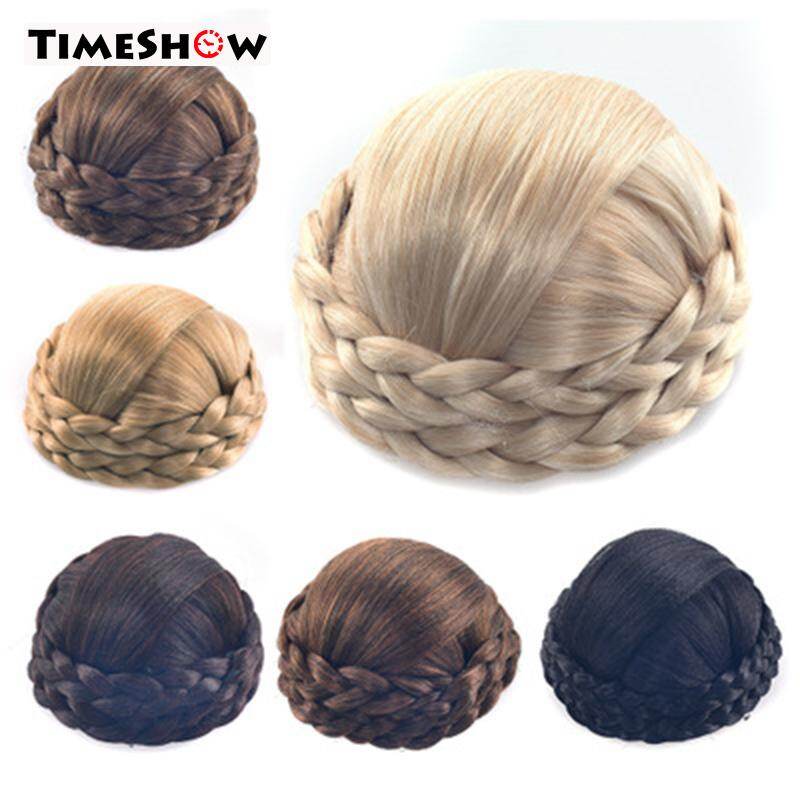 Timeshow Women Braided Clip In Hair Bun Chignon Donut Roller Bun