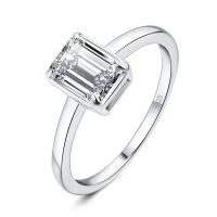 JewelryPalace Moissanite D Color 1ct Emerald Cut 925 Sterling Silver Solitaire Wedding Ring for Woman Yellow Rose Gold Plated