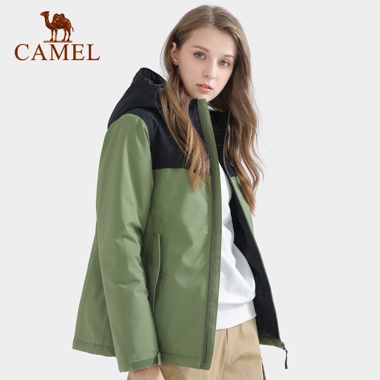 Camel womens fall and winter cotton jacket waterproof and windproof jacket