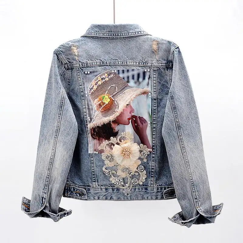 jeans jacket with flowers