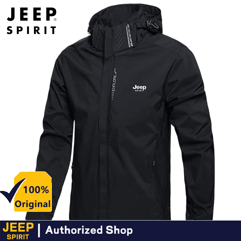 Jeep tinh thần của người đàn ông leo núi ngoài trời áo khoác không thấm nước Áo Khoác Bomber Windproof mũ có thể tháo rời M-5XL