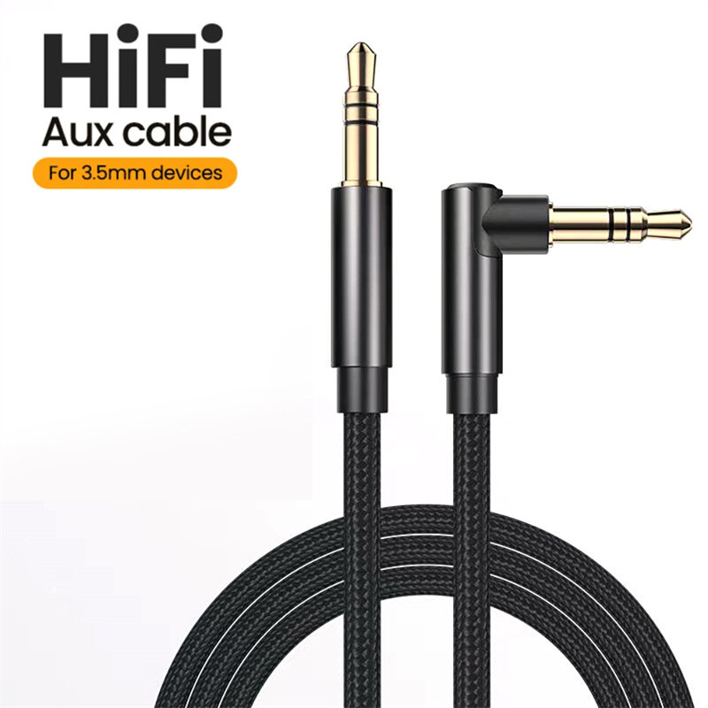 3.5mm jack cáp truyền âm thanh 90 độ khuỷu tay nam để thẳng nam aux cáp hifi cho samsung s20 xe headphone mp3/4 dây aux dây