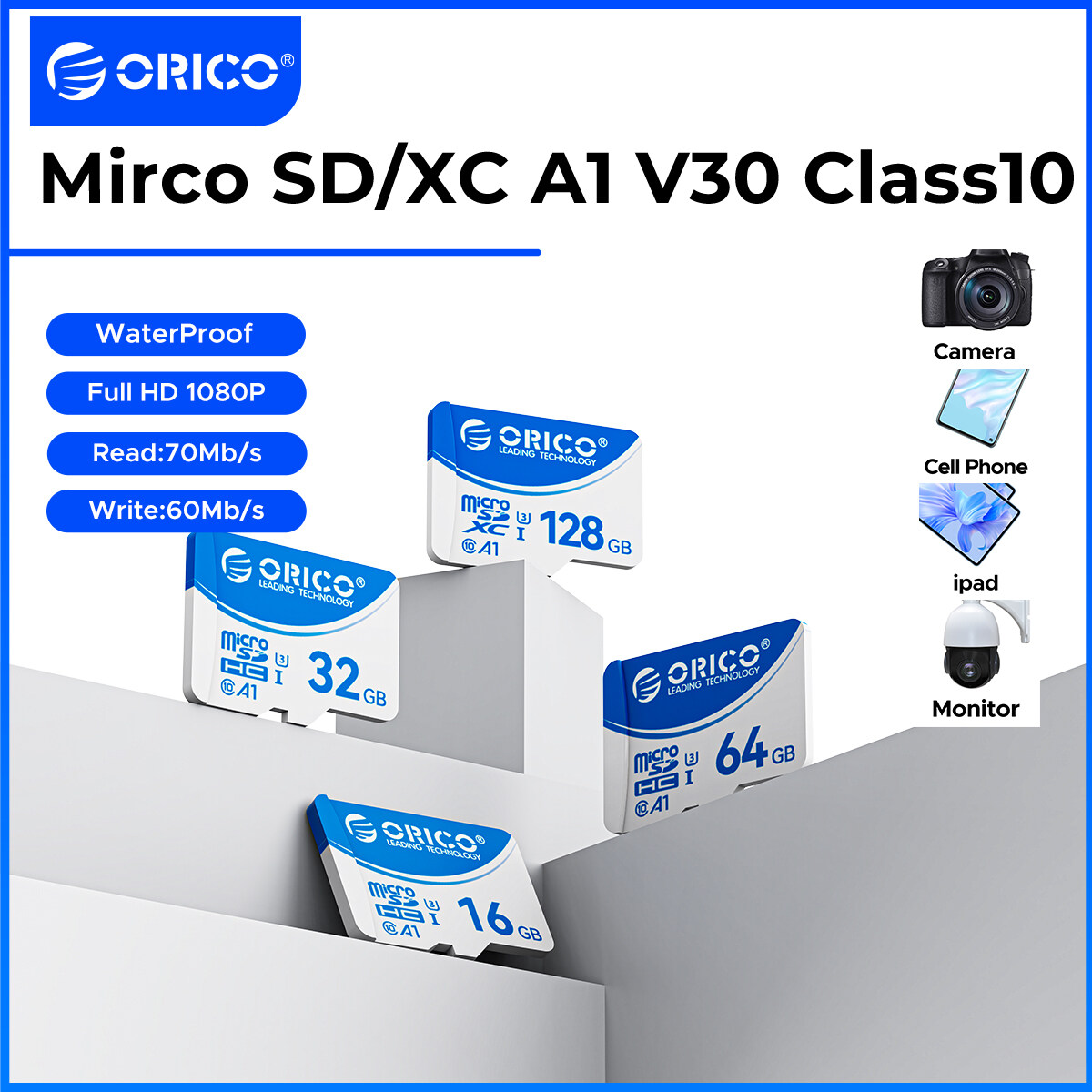 ORICO T3 SD Thẻ 128G/64G/32G/16G Thẻ nhớ Micro SD cho camera CCTV Dash Cam và máy ảnh giao diện phần