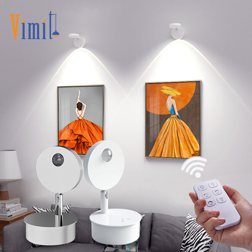 Vimite LED Wall Lamp 3-Color Remote Dimming USB Rechargeable Indoor