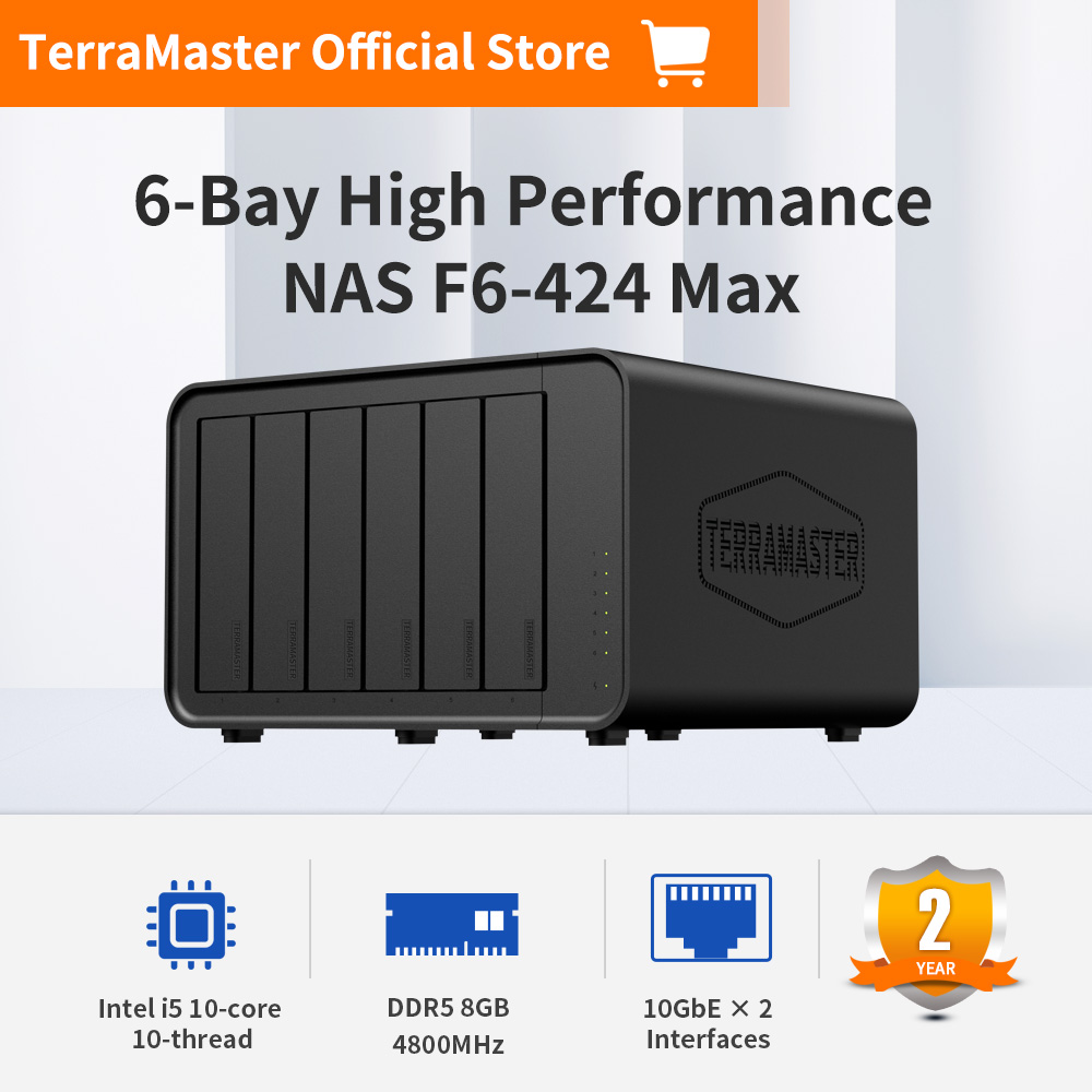 Terramaster F6-424 Max Nas Storage - 6Bay Core I5 10Gbe Ports For