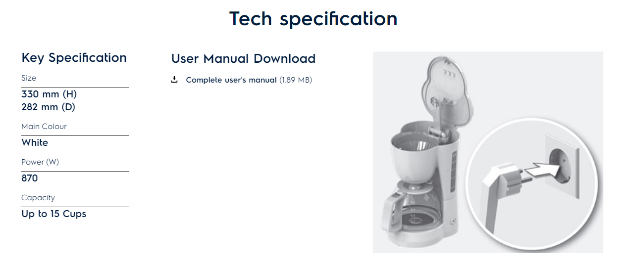 Electrolux EasyLine Coffee Maker ECM1303W Dinor Kempas Jaya