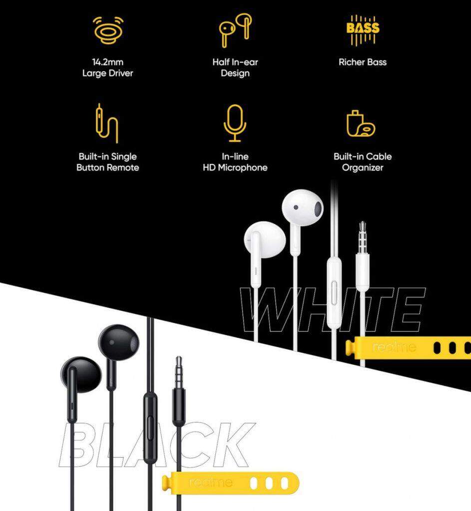 realme buds classic wired earphones with 14.2 mm driver