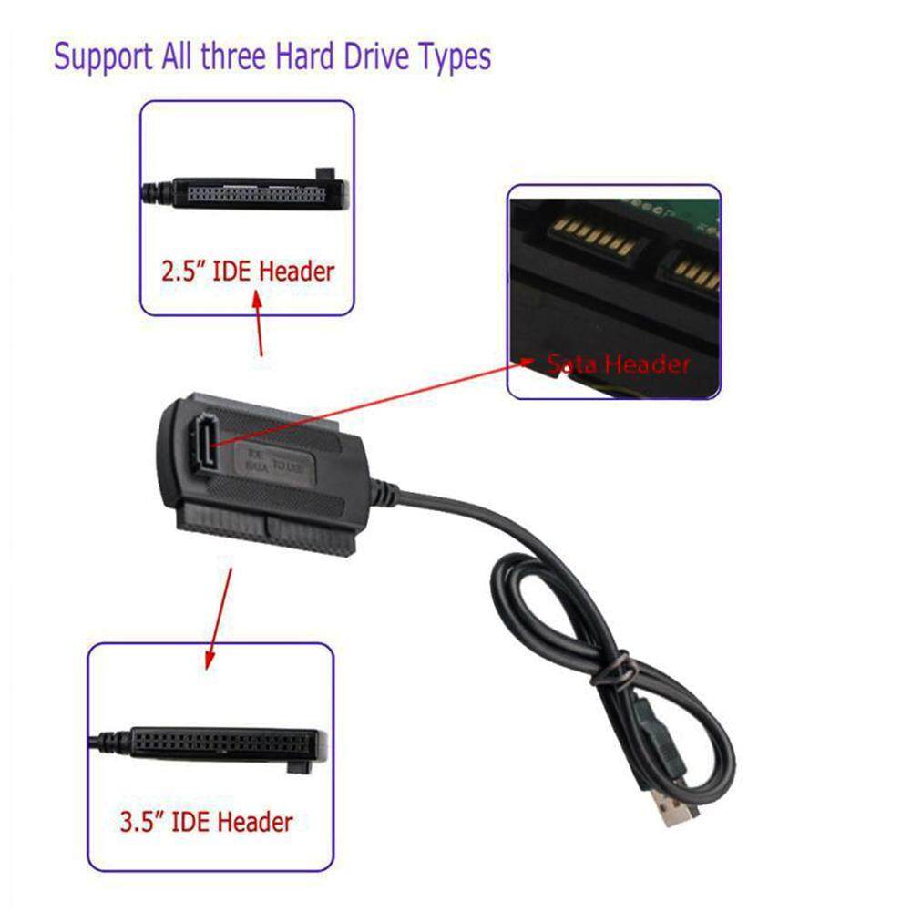 Bộ Chuyển Đổi Ổ Cứng USB 2.0 Sang IDE SATA S-ATA 2.5 4 HD Nguồn AC 3.5 Bên Với Bộ Nguồn Cáp Đổi Ngoài Chân HDD, T1W9