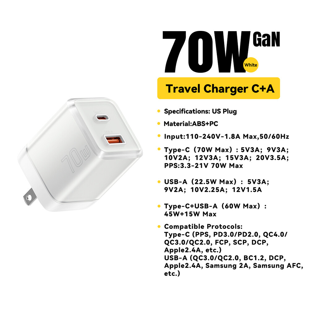 Essager 70W Gan Sạc USB Một Loại-C Qc4 0 Qc3 0 Pd Nhanh Chóng Sạc Sạc Sạc Cho iPhone Huawei Xiaomi S