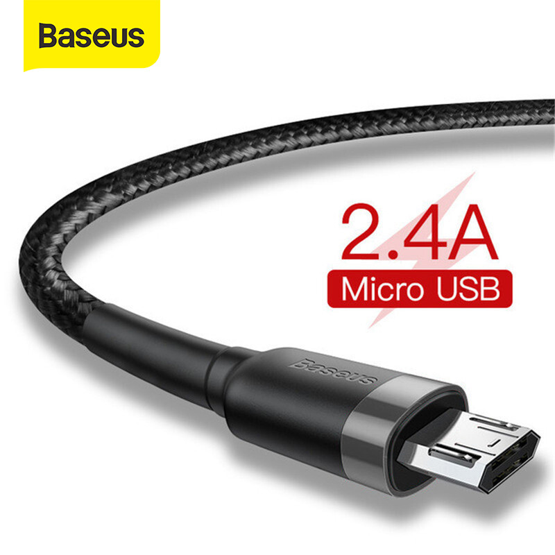 Baseus Cáp Micro USB đảo ngược nhanh chóng sạc cho Xiaomi Redmi điện thoại di động hệ điều hành Android nylon bện cáp dữ liệu sạc nhanh cuộn dây