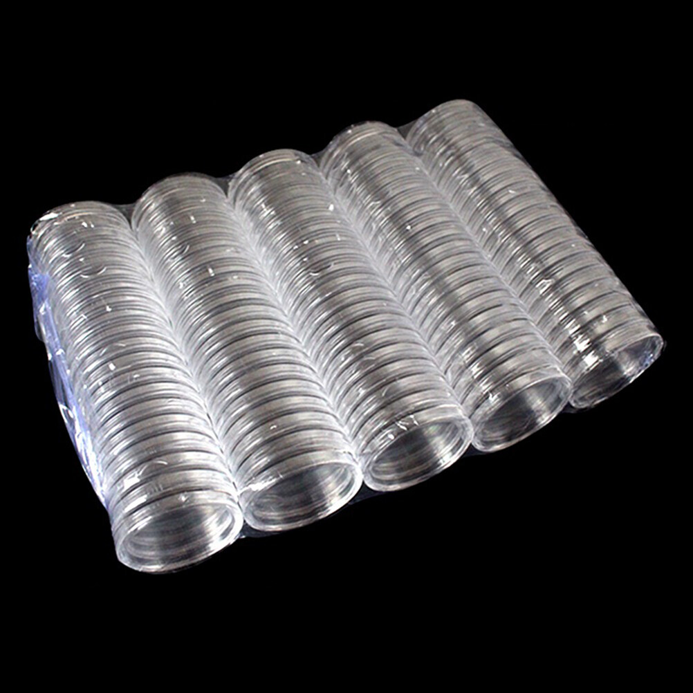 10Pcs 40mm Clear Round Cases Coin Storage Box Capsules Container Collection