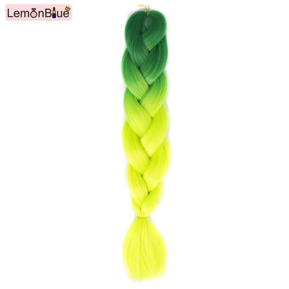 Gambar LemonBlue Fashion Women Wigs Sexy 60cm Long Braided Braid Ombre Color Cosplay Hair Wig For Ladies Girl Gifts 38