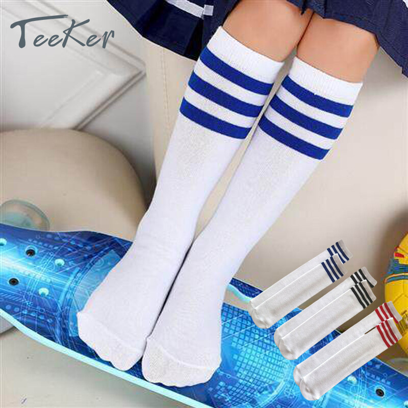 Teeker Children s Knee Length Socks Straight Socks Cotton Striped Football