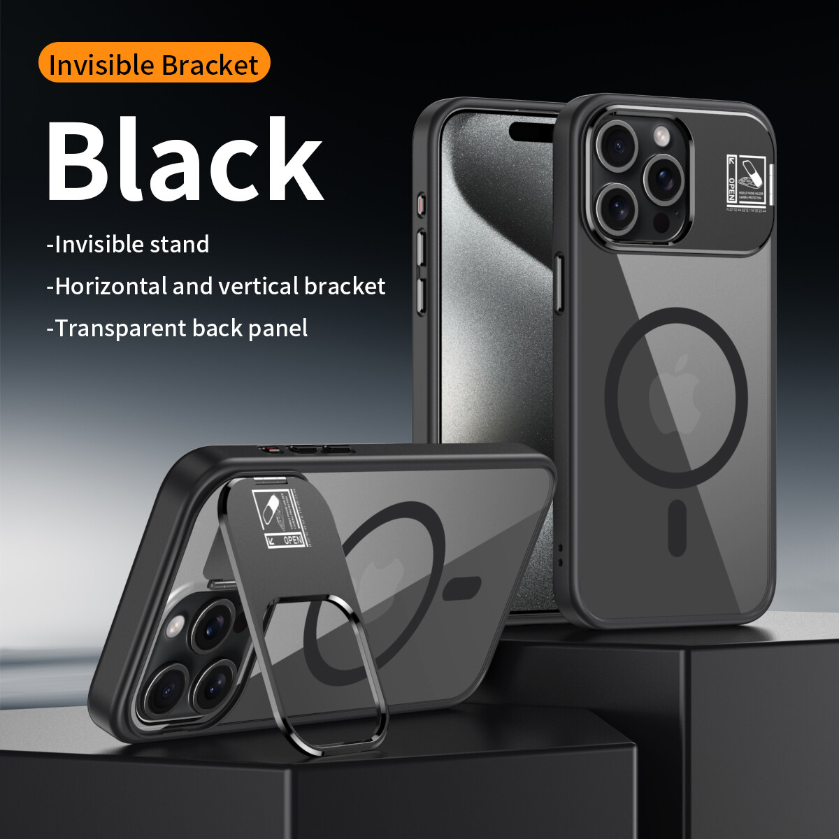 Invisible Multidimensional Built-in Stand Phone case For iPhone 13/iPhone 13 Pro/iPhone 13 Pro Max/iPhone 14/iPhone 14 Plus/iPhone 14 Pro/iPhone 14 Pro Max/iPhone 15/iPhone 15 Plus/iPhone 15 Pro/iPhone 15 Pro Max