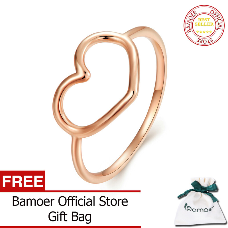 BAMOER Nhẫn Đeo Tay Hình Trái Tim Tối Giản Đơn Giản Bằng Bạc Sterling 925 Cho Nữ Trang Sức Bản To Đính Hôn Đám Cưới SCR641