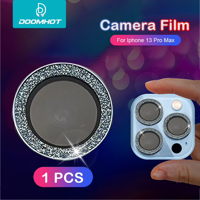Doomhot miếng bảo vệ màn hình ống kính máy ảnh cho iphone 13 pro max miếng dán ống kính máy ảnh điện thoại di động kim cương lấp lánh miếng dán màn hình ống kính hợp kim nhôm kính cường lực hd cao cấp