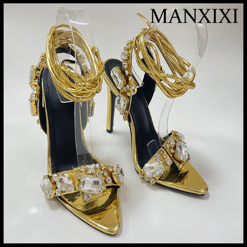 MANXIXI Fashion Women High Heels 4.72 Inches Beautiful Shiny Pearl Sandals (Size 35-42) ราคา 1,000 บาท*ส่งฟรี