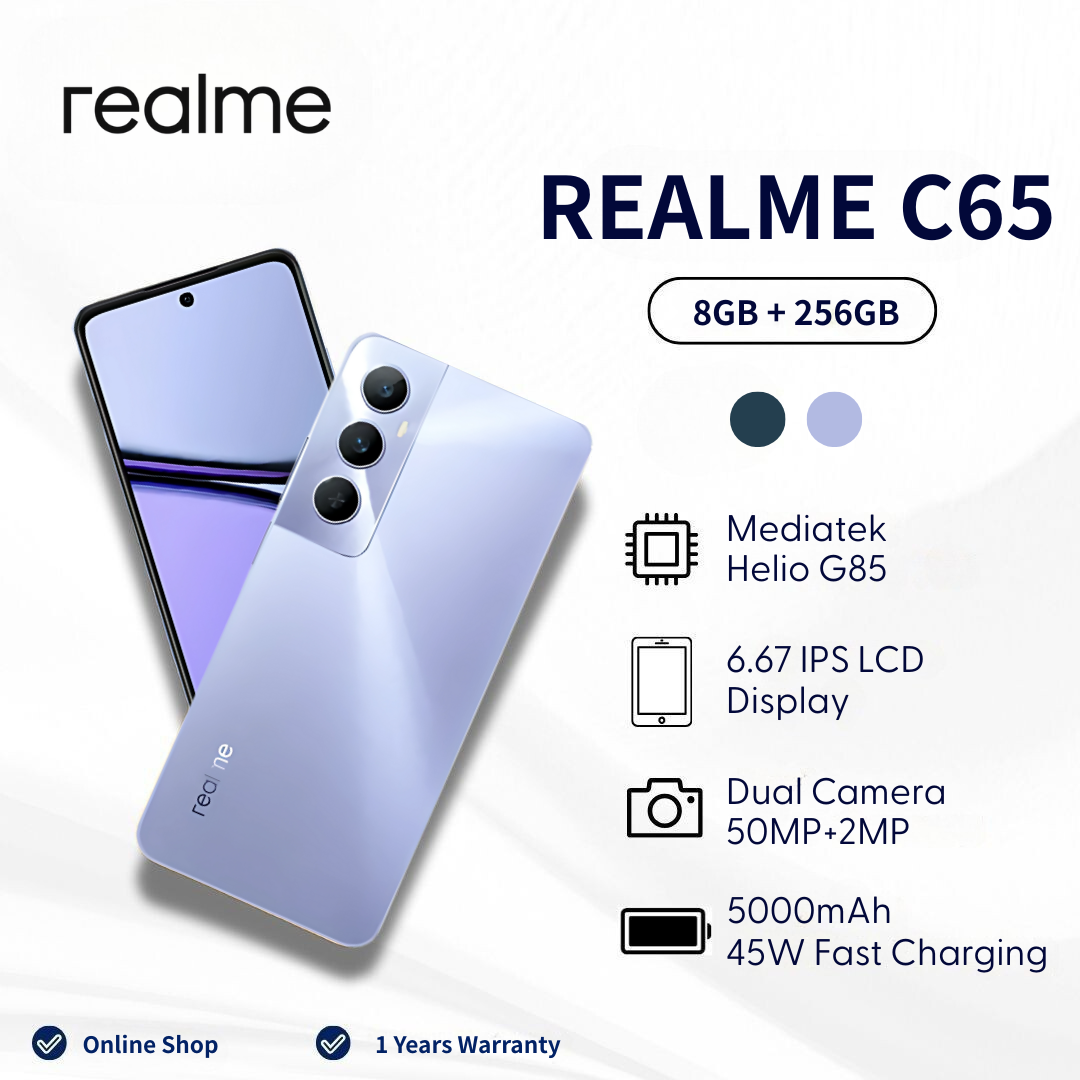 Realme C65 8Gb Ram 256Gb Rom 45W Fast Charge 5000Mah Battery
