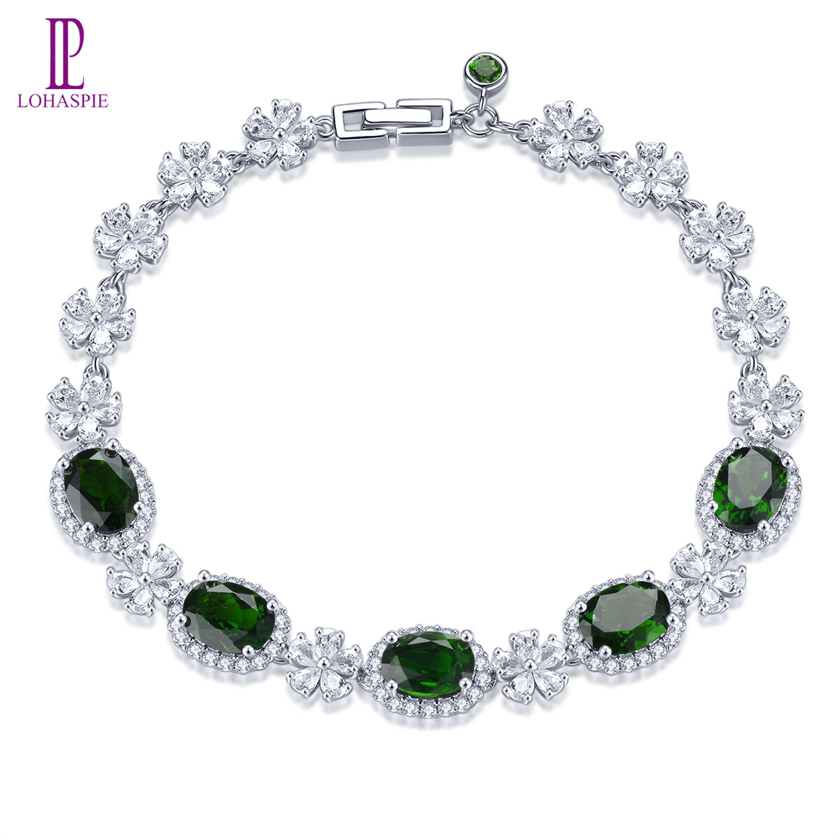 Lohaspie Jewelry Genuine 6.8 Carats 925 Silver Bracelet Original Natural Chrome Diopside Rhodolite Garnet Bracelet Garnet Birthstone Bracelet For Women 925 Silver Bracelet Jewelry ราคา 4,795 บาท*ส่งฟรี