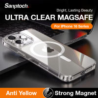 Sanptoch เคสโทรศัพท์แบบใสสำหรับ Magsafe สำหรับ iPhone 18 17 16 15 14 13 12 Pro Max ฝาแข็งบางโปร่งใสสำหรับ iPhone 17Air 16 15 14 Plus เคสกันกระแทกระดับทหาร