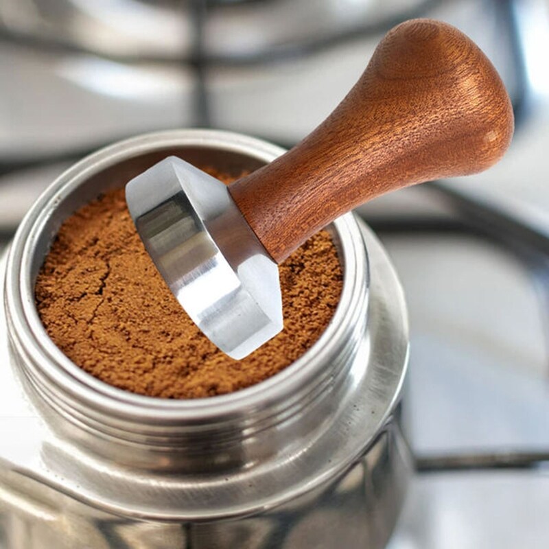 Gambar Wooden Handle Coffee Tamper Barista Espresso Maker Cafe Tools Coffee Flat Grinder Aluminum Accessories