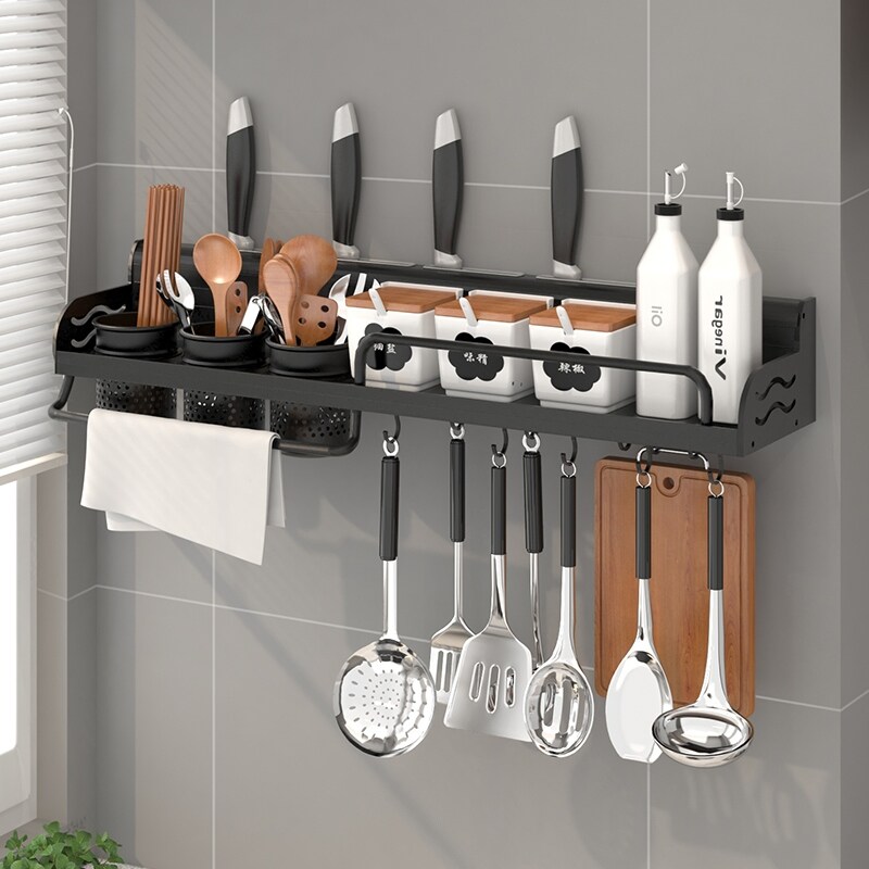 Gambar Kitchen shelf wall holing receive free condiment tool post articles multi functional household of frame on the wall