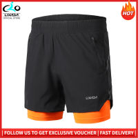 Lixada Men 2 in 1 Running Shorts Quick Drying Breathable Active Training Exercise Jogging Marathon Cycling Shorts