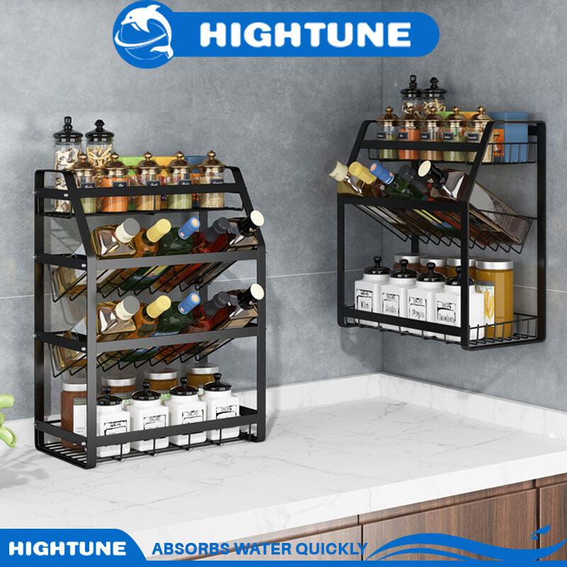 Gambar HIGHTUNE 4 Layer Spice Rack Kitchen Organizer Seasoning Storage Spice Bottle Shelf Kitchen Tools