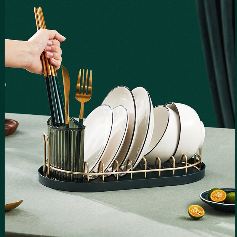 Gambar 1pcs kitchen Plate Dish Rack Drainer Utensil Cutlery Storage Holder Kitchen Tableware Drying Rack Dinnerware Kitchen chopsticks drainer Organizer
