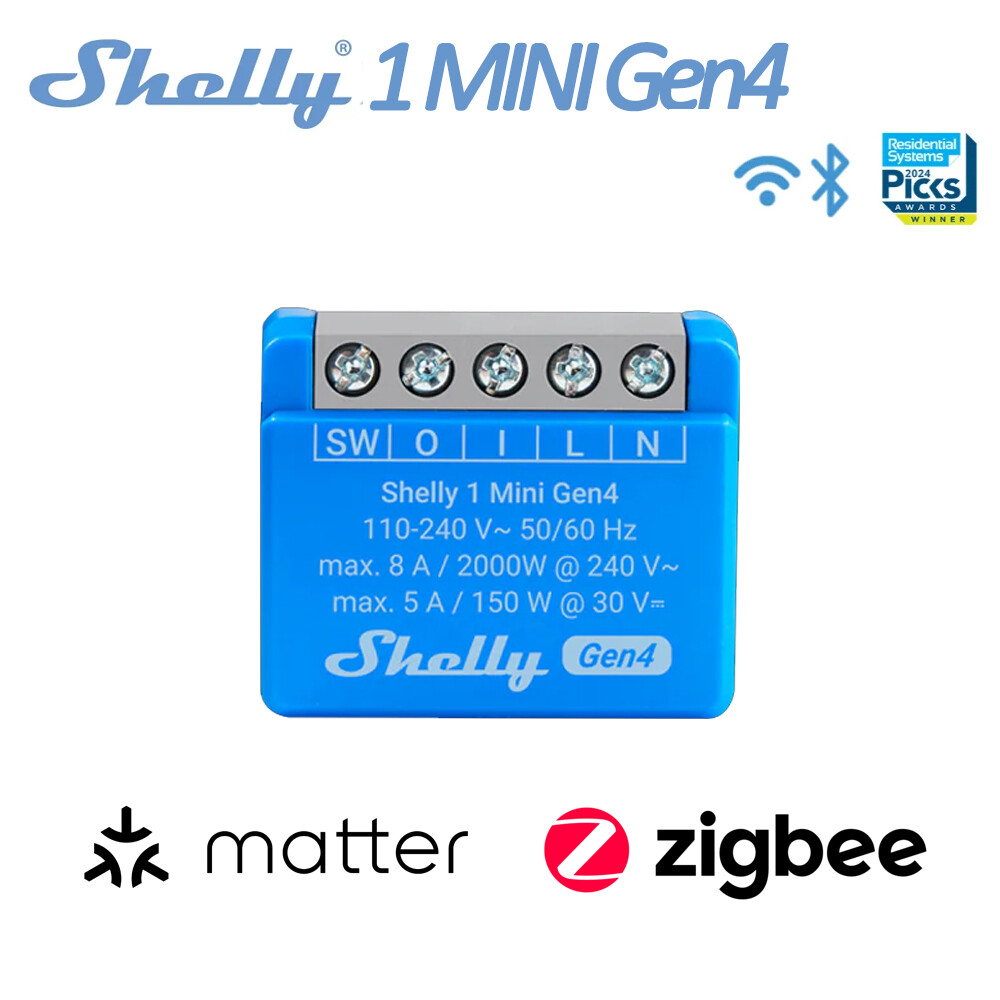 Shelly 1 Mini Gen4 Zigbee smart switch Wi-Fi lights small appliances 8A Bluetooth Remote Control Alexa Google Home Automation ราคา 707 บาท*ส่งฟรี