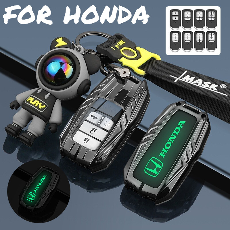 Phát sáng silicon điều khiển từ xa Ô Tô Vỏ bọc chìa khóa móc khóa hợp kim kẽm cho Honda CRV CR-V Fit Civic Accord HR-V HRV thành phố Odyssey XR-V vỏ chủ