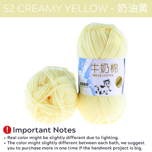 Ready Stock Milk Cotton Yarn 5ply 50g (White-Yellow-Oren)/5ply Milk Cotton Knitting Yarn 50g Yarn (White-Yellow-Orange)/Yarn
