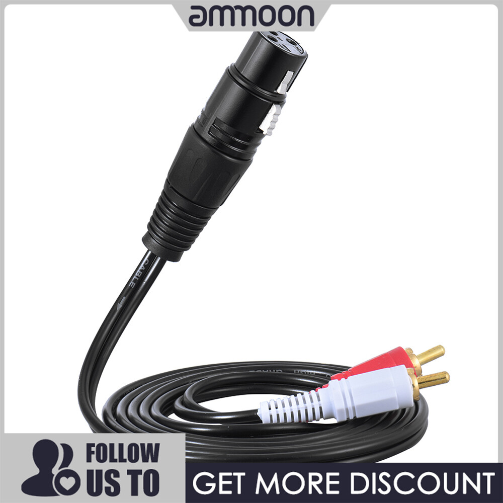 [ammoon]1.5m/ 5ft Stereo Audio Splitter Patch Y Cable Cord 1 XLR Female to 2 RCA Male Plug ราคา 170 บาท*ส่งฟรี