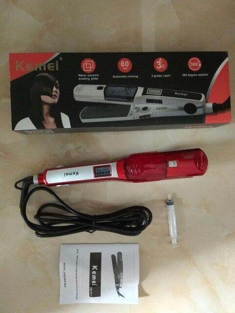 Gambar Steam hair straightener Electric flat iron steampod ceramic straightner Hair styling tools kemei straightening plate wafers