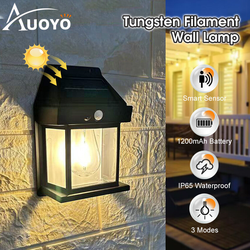 Auoyo đèn sợi Tungsten Không Thấm Nước Đèn Sân Vườn Cảm Ứng Chiếu Sáng Đèn