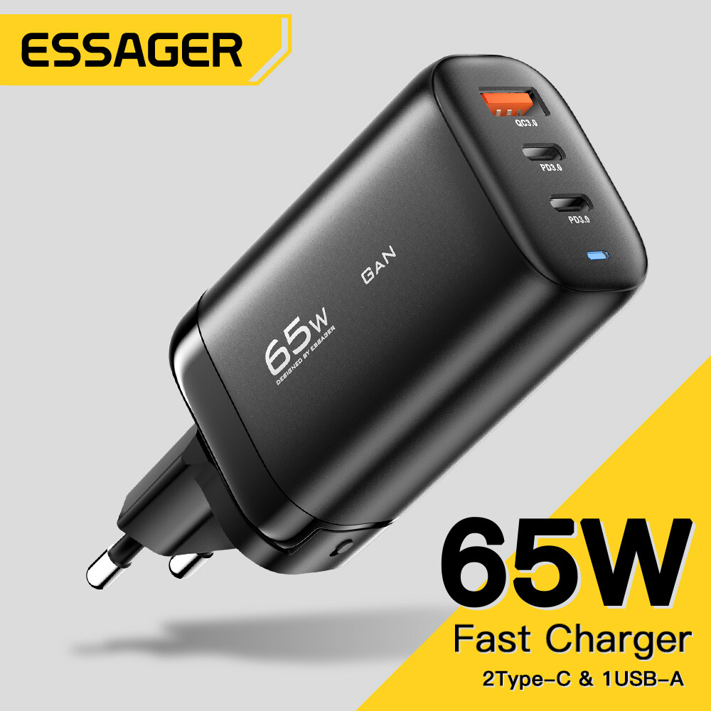 Essager Bộ Sạc USB Type C Bộ Sạc Nhanh GaN Bộ Sạc USB 65W QC3.0 PD3.0 Điện Thoại Di Động Cho IPhone 