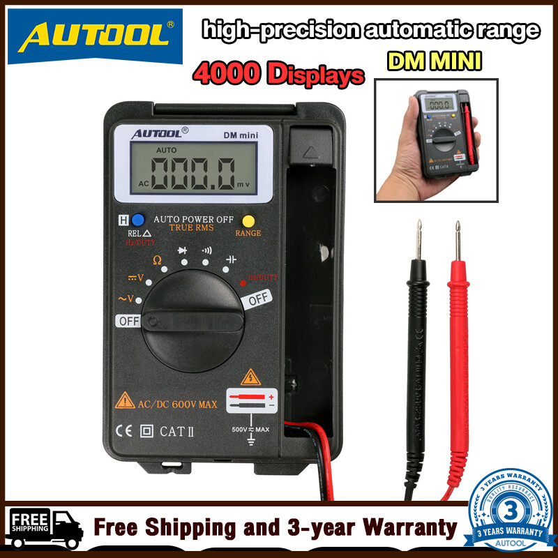 Autool đồng hồ vạn năng kỹ thuật số mini dm với màn hình 4000 vôn kế dc / ac ncv ohm đo điện dung điện trở kiểm tra vôn kế xe hơi