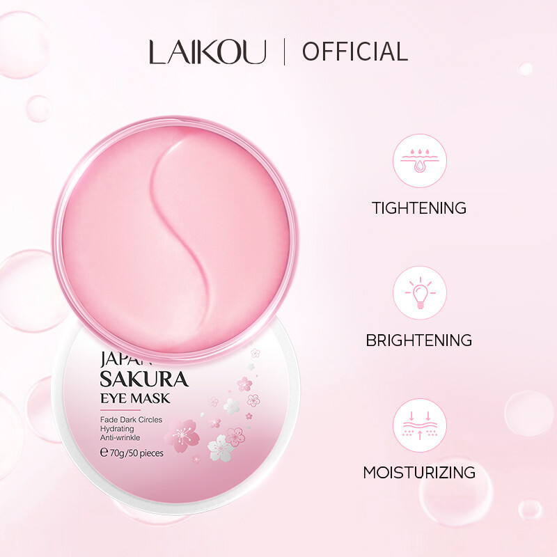 LAIKOU Mặt Nạ Mắt Sakura Nhật Bản Loại Bỏ Quầng Thâm Túi Mắt Dưỡng Ẩm Làm Mờ Nếp Nhăn Làm Sáng Da Chăm Sóc Da Mắt 50 Chiếc 70G 