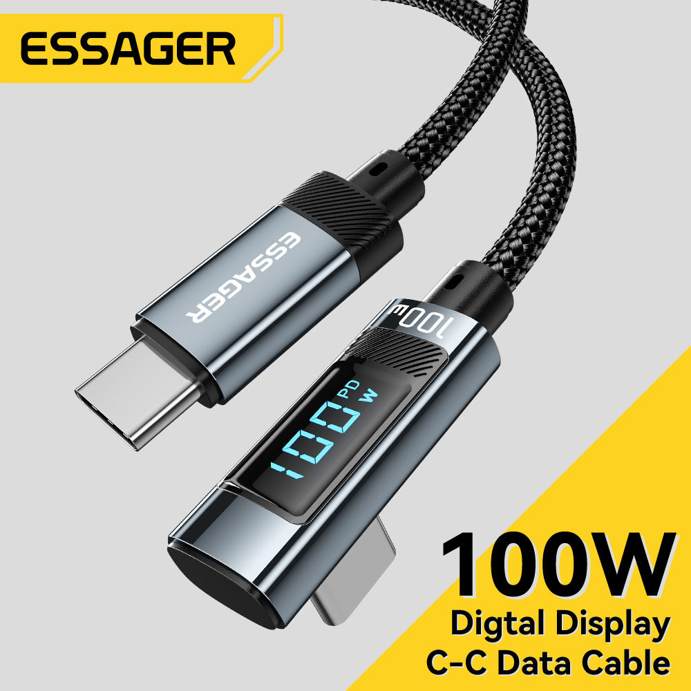 Essager Pd 100W Loại C Để Loại C Cáp Khuỷu Tay Màn hình hiển thị kỹ thuật số USB2.0 USBC Nhanh Chóng